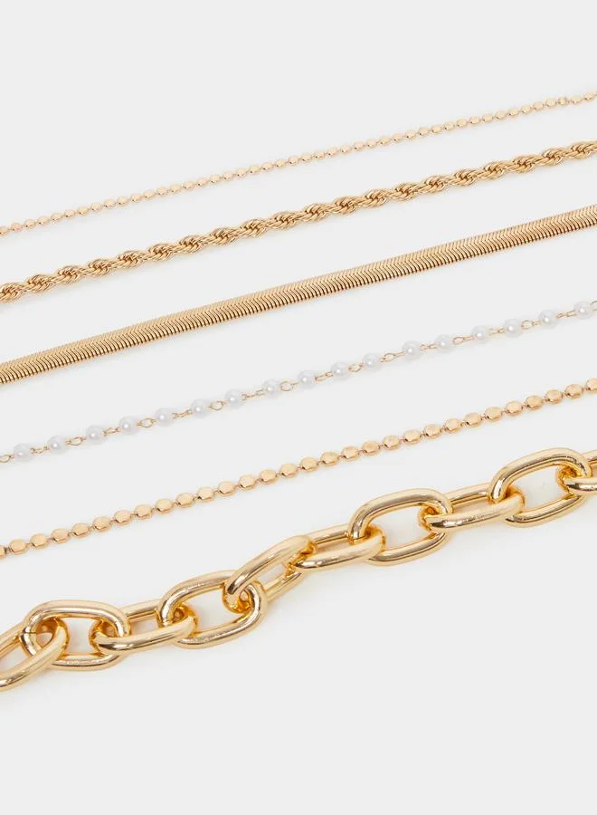 Pack Of 6 - Assorted Chain Gold Bracelet
